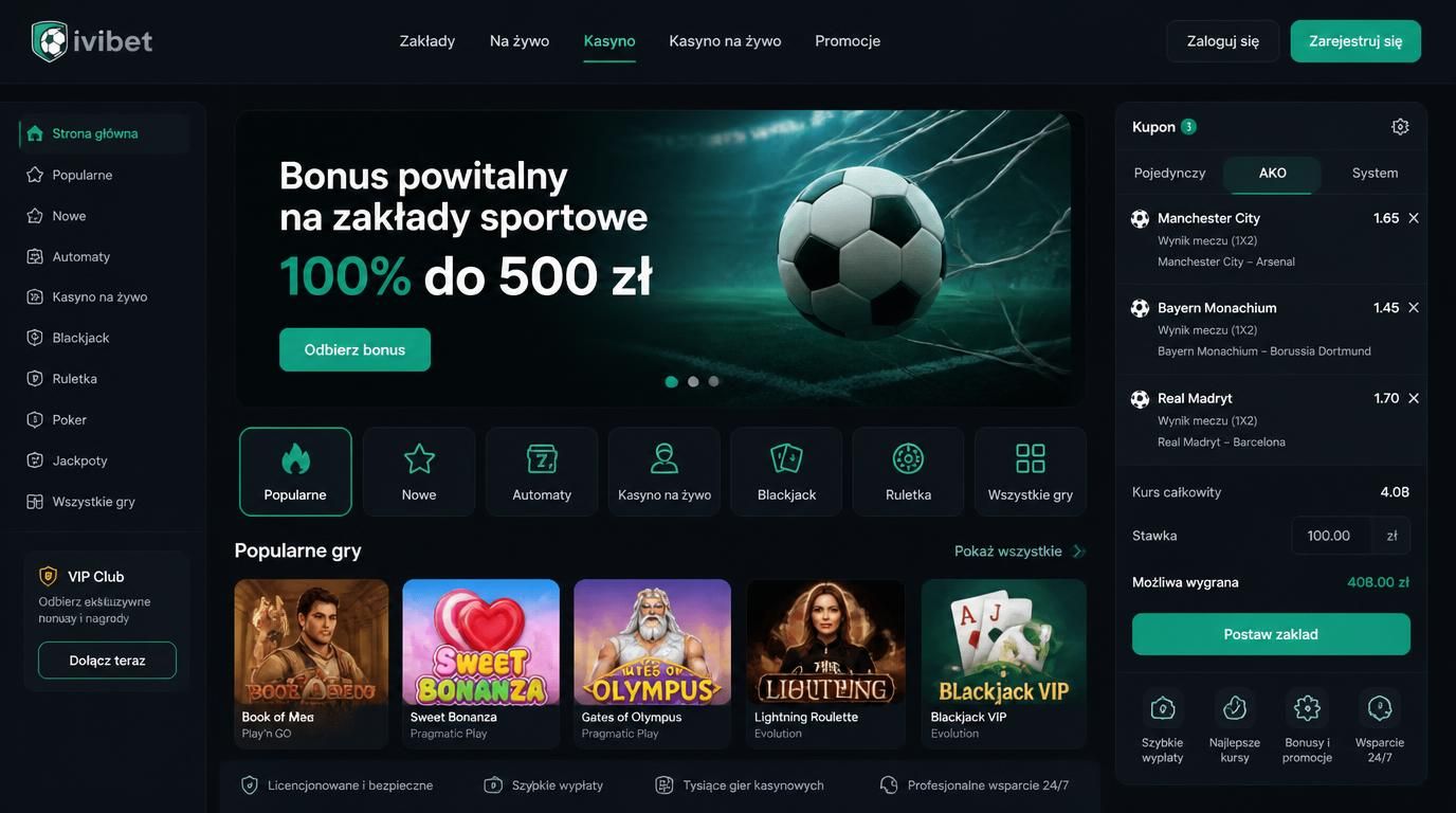 Grafika bukmachera z kuponem sportowym i piłką nożną