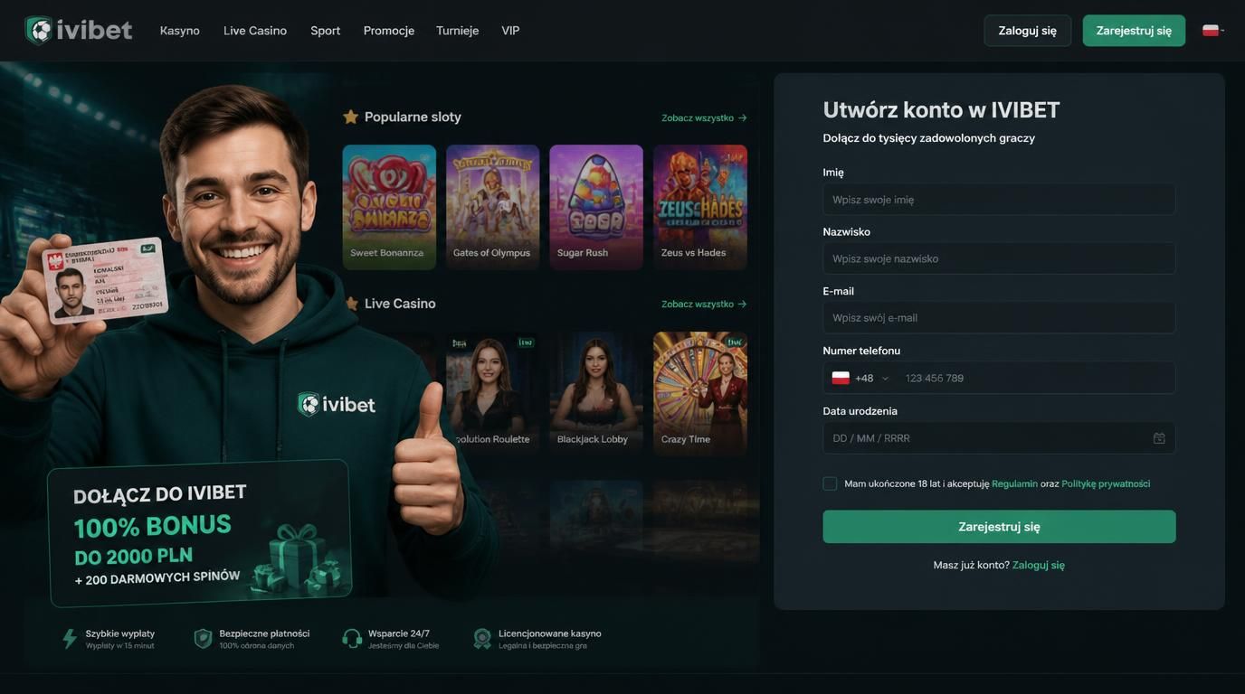 profil rejestracji z wypełnionym formularzem rejestracyjnym i lobby gier